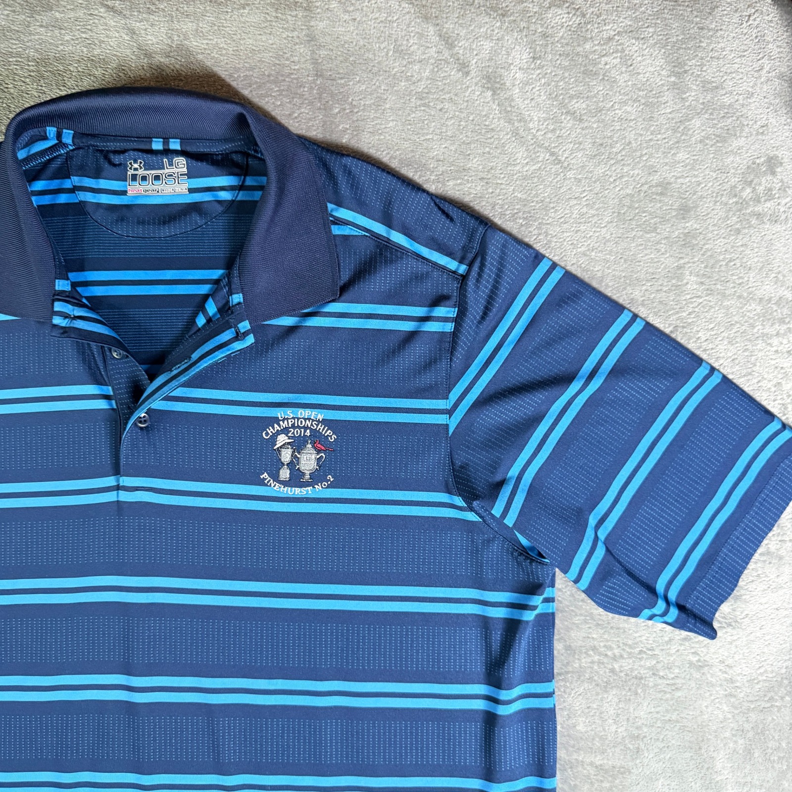 Under Armour Loose Pinehurst Us Open Championship 2014 Golf Polo Blue Large
